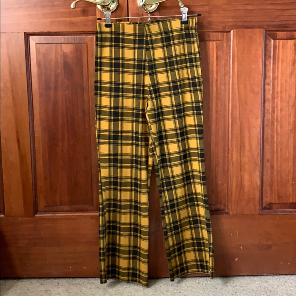 yellow plaid pants